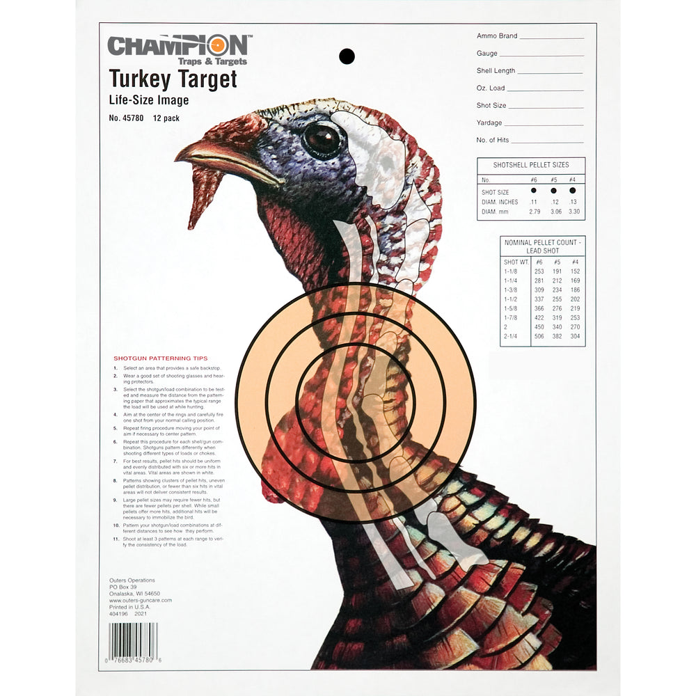 Champion Turkey Trgt Lifesize 12pk