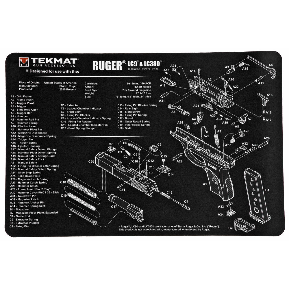 Tekmat Pistol Mat Ruger Lc9 Blk