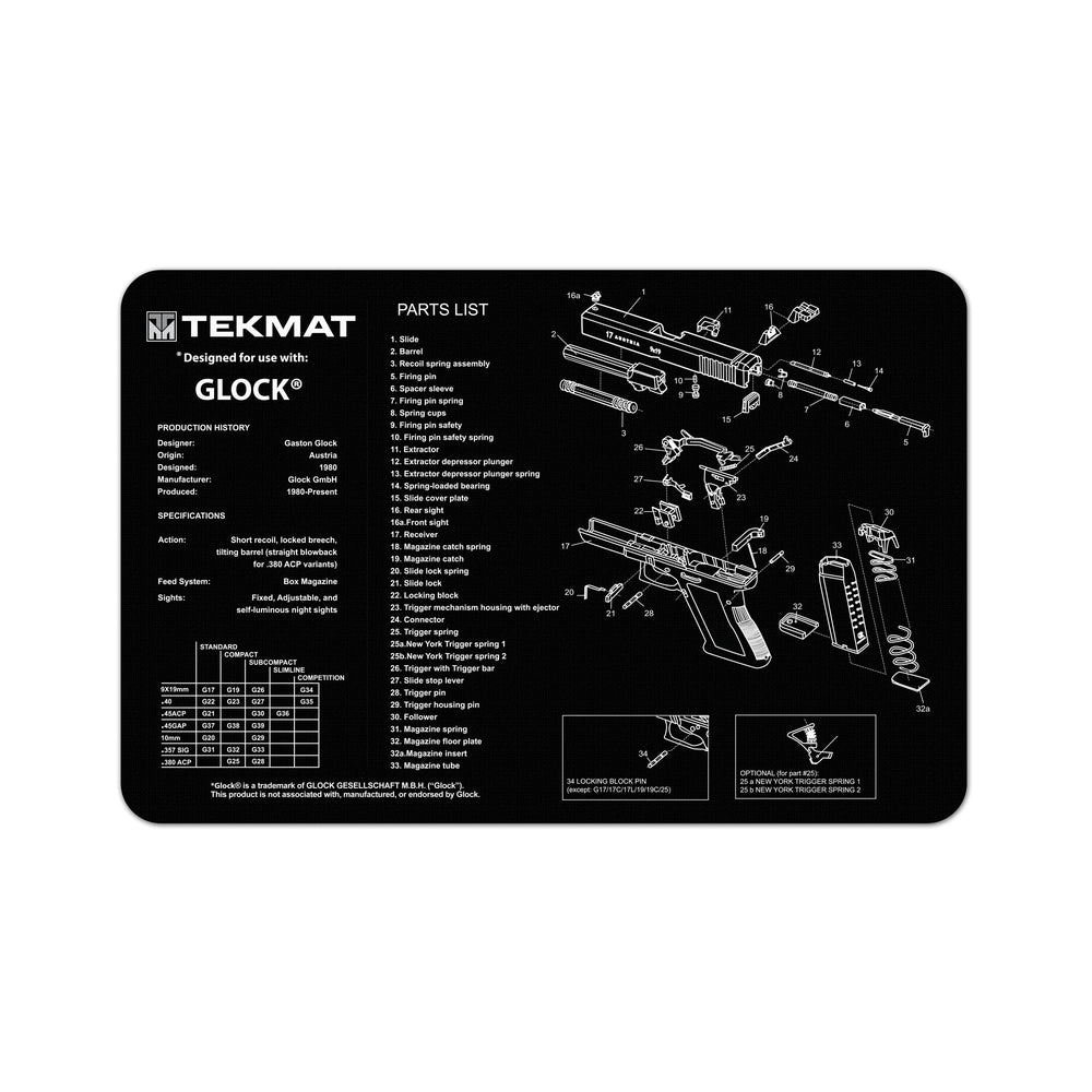 Tekmat Pistol Mat For Glock Blk