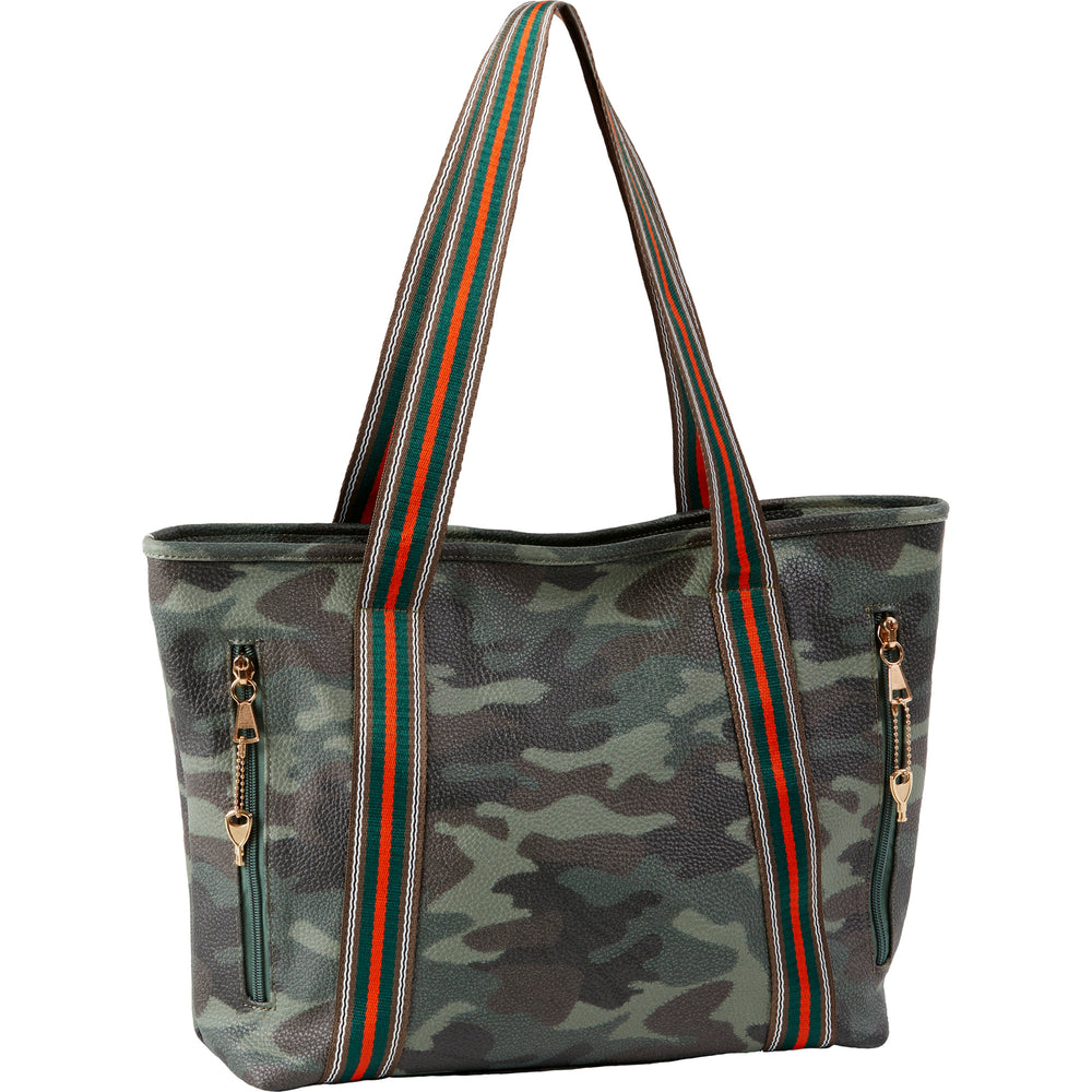 Bulldog Tote Purse Camo W- Stripes